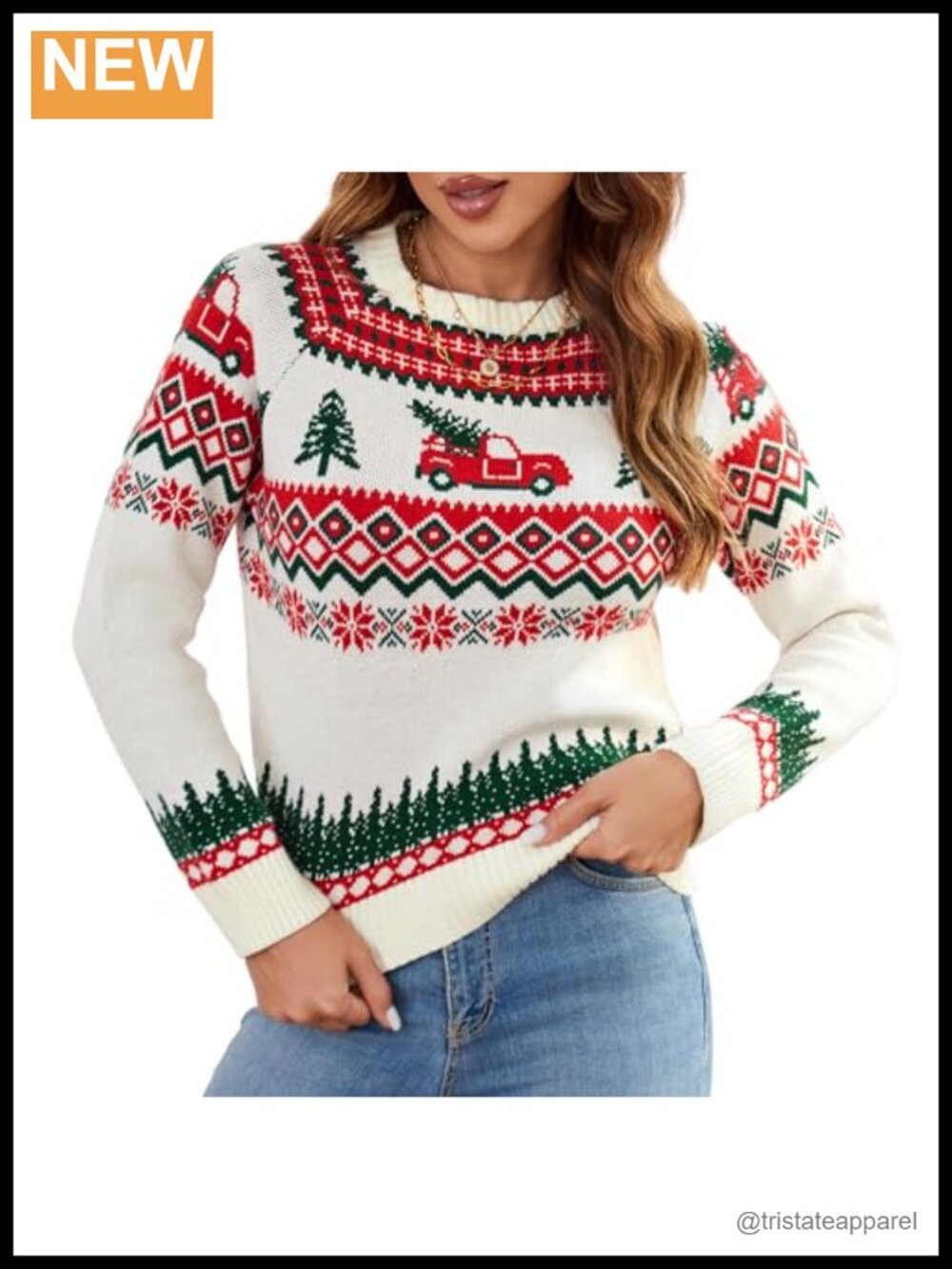 Women's Christmas Snowflake Knit Sweater Long Sleeve Crew Neck Pullover Viscose